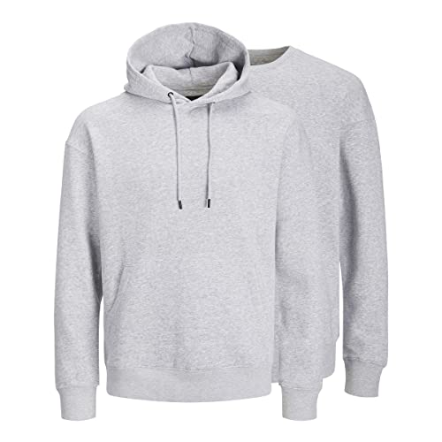 JACK & JONES Herren Jjebradley Mix 2pk Mp Sweatshirt, Light Grey Melange/Pack:Hood+Crew, L EU von JACK & JONES