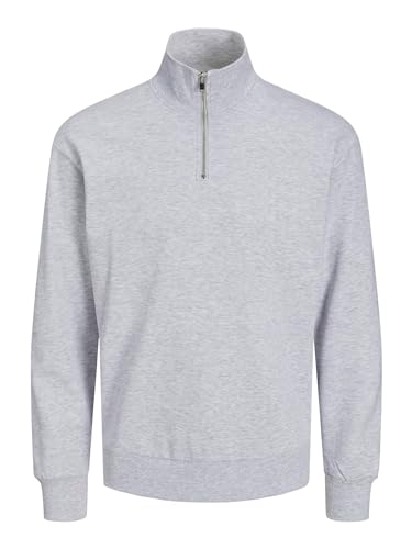 JACK & JONES Herren Jjebradley Sweat Half Zip Noos Sweatshirt, Light Grey Melange, XS von JACK & JONES