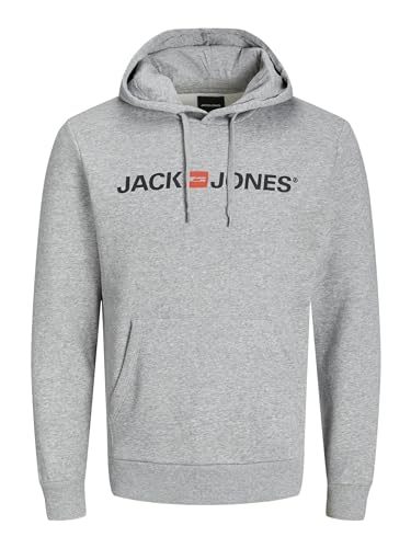 JACK & JONES Herren Corp Logo Sweat Hood Kapuzen Sweatshirt Basic Jumper Reg Fit, Farben:Grau, Größe Pullover:XS von JACK & JONES