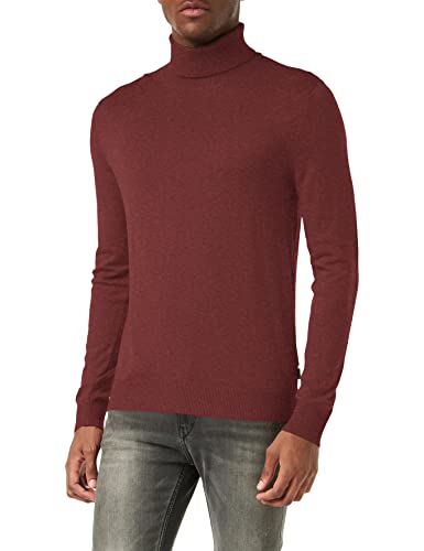 Herren Jack & Jones Dünner Rollkragen Strickpullover | Klassischer Rundhals Sweater | Langarm Basic JJEEMIL, Farben:Rot, Größe Pullover:S von JACK & JONES