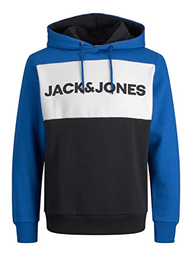 JACK & JONES Herren Jjelogo Blocking Sweat Hood Sts Kapuzenpullover, Classic Blue/Fit:reg, XXL EU von JACK & JONES