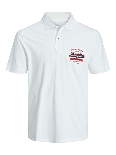 JACK & JONES Herren Jjelogo Polo Ss 2 Col Ss24 Sn Langarmhemd, Cloud Dancer, M von JACK & JONES
