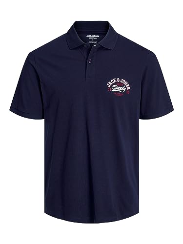 JACK & JONES Herren Jjelogo Polo Ss 2 Col Ss24 Sn Langarmhemd, Navy Blazer, S von JACK & JONES