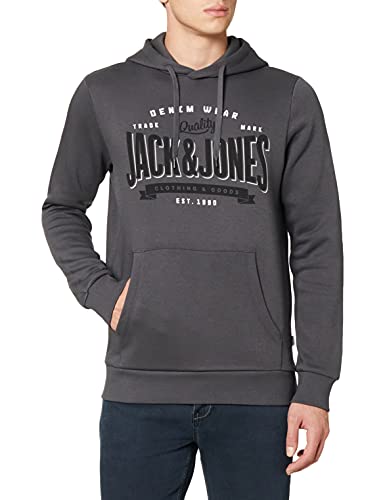 JACK & JONES Herren JJELOGO Sweat Hood 2 COL 21/22 NOOS 12189736, Asphalt/REG, S von JACK & JONES