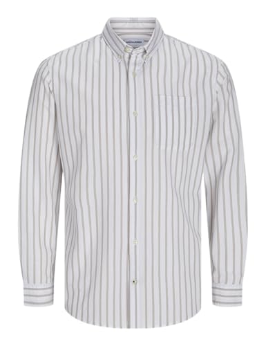 JACK & JONES Herren JJEOXFORD Shirt LS NOOS Langarmhemd 12182486,Crockery/Stripes:Stripes,XL von JACK & JONES