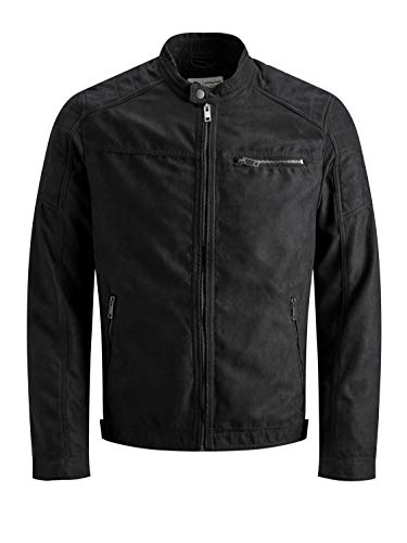 JACK & JONES Herren JJEROCKY JACKET NOOS Kunstlederjacke, Jet Black, L von JACK & JONES