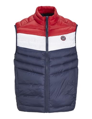 JACK & JONES Herren Jjesprint Bodywarmer Collar Weste, Navy Blazer/Detail:White/True Red Blocking, M von JACK & JONES