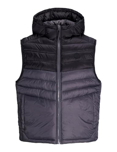 JACK & JONES Herren Jjesprint Bodywarmer Hood Weste, Asphalt/Detail:Black Blocking, S von JACK & JONES