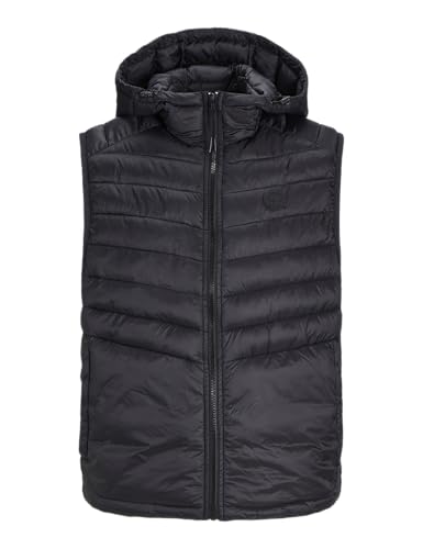 JACK & JONES Herren Jjesprint Bodywarmer Hood Weste, Black/Detail:solid, XS von JACK & JONES