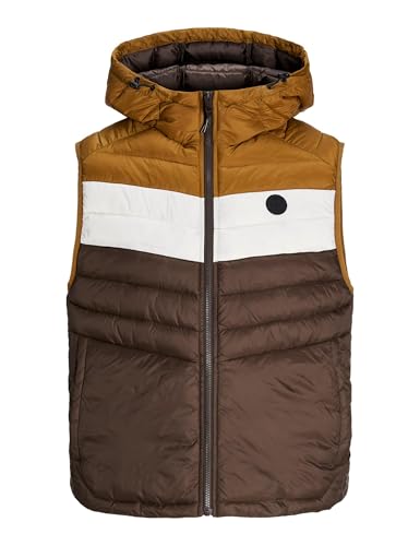 JACK & JONES Herren Jjesprint Bodywarmer Hood Weste, Mulch/Detail:Monks Robe/Moonbeam Blocking, S von JACK & JONES