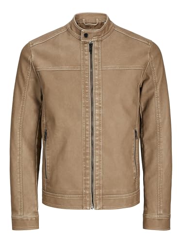 JACK & JONES Herren Jjewarner Washed Pu Jacket Noos, Safari, x_l von JACK & JONES