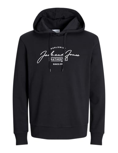 JACK & JONES Herren Jjferris Sweat Hood Kapuzenpullover, Black/Print:Big, S von JACK & JONES