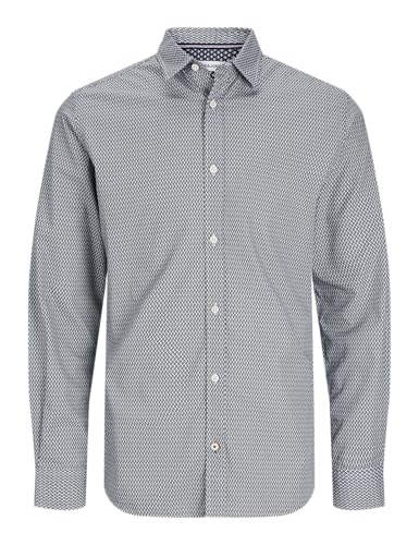 JACK & JONES Herren Jjmatheo Print Detail Shirt Ls Freizeithemd 12261090,Weiß,M von JACK & JONES