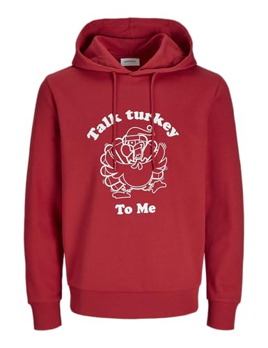 JACK&JONES Herren Jjxmas One Color Funny Sweat Hood Kapuzenpullover, Scarlet Sage, L von JACK & JONES