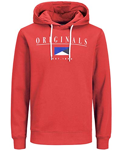 JACK & JONES Herren Jorantwon Sweat Hood Kapuzenpullover (M, Rot (Fiery Red Fit:Reg)) von JACK & JONES