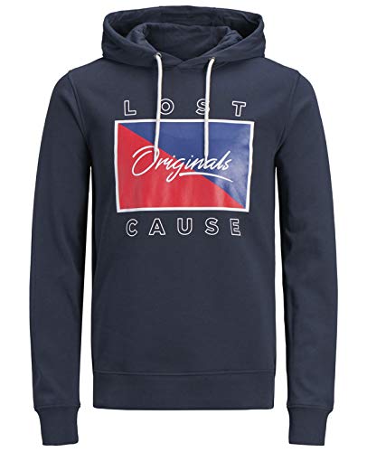 JACK & JONES Herren Jorantwon Sweat Hood Kapuzenpullover (S, Blau (Total Eclipse Fit:Reg)) von JACK & JONES