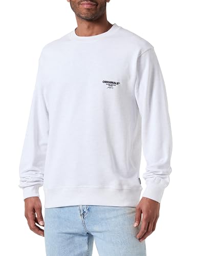 JACK & JONES Herren Jorbora Branding Sweat Crew Neck Blk Sweatshirt, Bright White/Detail:Melange, S von JACK & JONES