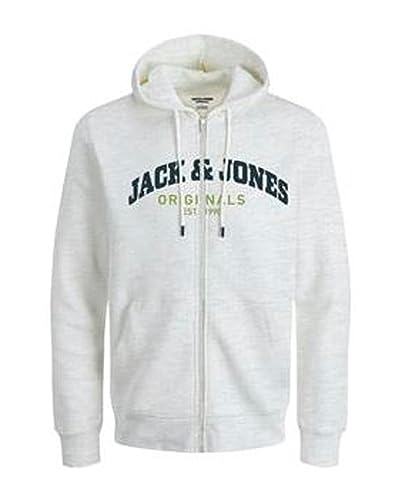 JACK & JONES Herren Jorbrad Zip Hood Bmu23 Sweatjacke, White Melange, M EU von JACK & JONES