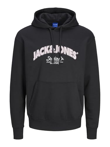 JACK&JONES Herren Jorbronx Arch Big Sweat Hood Kapuzenpullover, Black, XS von JACK & JONES