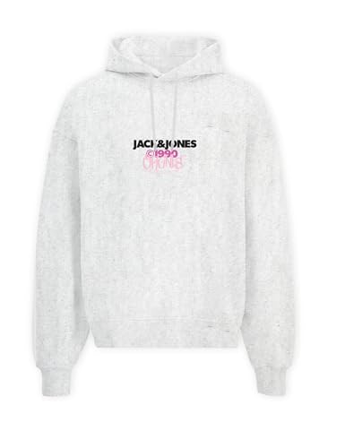 JACK&JONES Herren Jorbushwick Sweat Hood FST Kapuzenpullover, Bright White/Detail:Melange, L von JACK & JONES