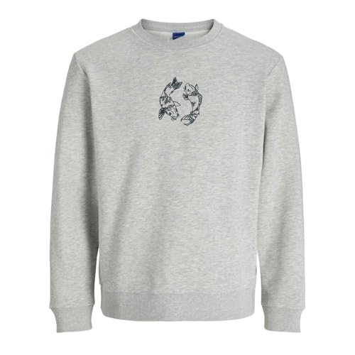 JACK & JONES Herren Jorkoi Emb Sweat C.N Ft Styd Aw24, Light Grey Melange, XXL von JACK & JONES
