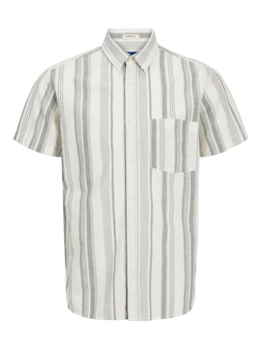 JACK & JONES Herren Jorlinen Blend Stripe Shirt Ss Styd24 Freizeithemd, Laurel Wreath, XL von JACK & JONES