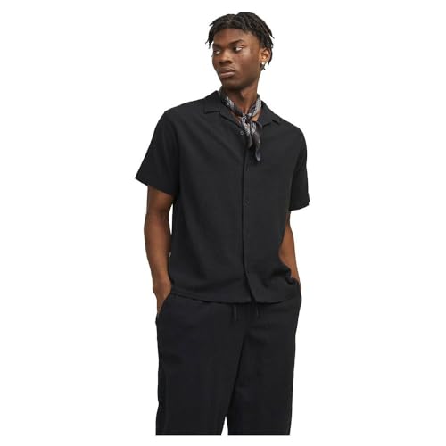 JACK & JONES Herren Jorluke Crinkle Resort Shirt Sn Freizeithemd, Schwarz, XXL EU von JACK & JONES