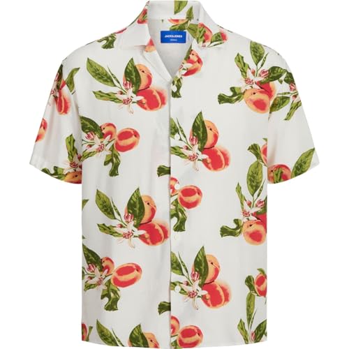 JACK & JONES Herren Jorluke Flores AOP Shirt Ss Styd24 Freizeithemd, Cloud Dancer, L von JACK & JONES