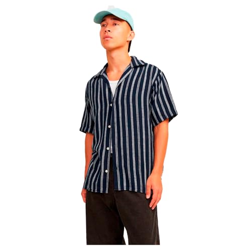 JACK & JONES Herren Jornoto Stripe Resort Shirt Ss Kurzarmhemd, Sky Captain, M von JACK & JONES