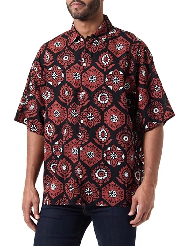 JACK & JONES Herren Jornotto AOP Shirt Ss Ln Styd24 Freizeithemd, Schwarz, L von JACK & JONES