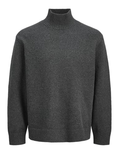 JACK&JONES Herren JORSOFT Knit HIGH Neck Strickpullover, Dark Grey Melange, X-Large von JACK & JONES