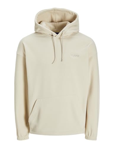 JACK&JONES Herren JORVESTERBRO Sweat Fleece Hood Kapuzenpullover, Oatmeal/Print:with Back Print, XXL von JACK & JONES