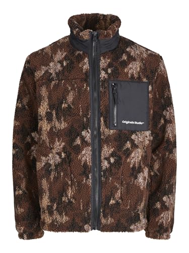 JACK&JONES Herren JORVESTERBRO Teddy Jacket AW24 NOOS Kurzjacke, Chocolate Lab/Detail:AOP, M von JACK & JONES