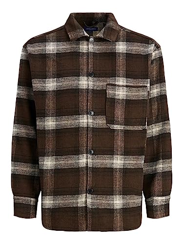 JACK & JONES Herren Jorzac Check Overshirt Noos Poloshirt, Chocolate Brown, L EU von JACK & JONES