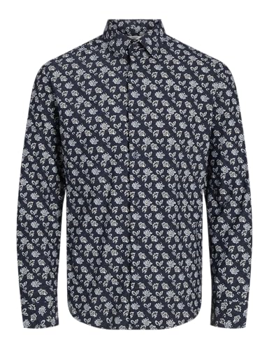 JACK&JONES Herren JPRBLAACTIVE Stretch Shirt L/S SN Freizeithemd, Night Sky/AOP:SLIMT FIT, S von JACK & JONES