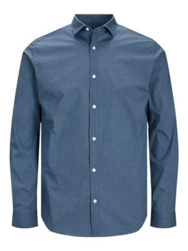 JACK & JONES Herren Jprblablackpool Stretch Shirt Ls Aw23 Sn Poloshirt 12237914 ,Perfect Navy/Fit:slim Fit ,S von JACK & JONES