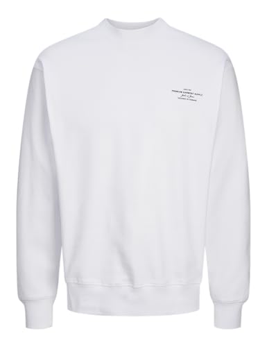 JACK&JONES Herren Jprblachad Branding Sweat Crew Neck Sn Sweatshirt, Bright White, XL von JACK & JONES