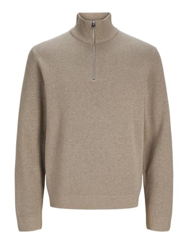 JACK & JONES Herren JPRBLAMILANO Stitch Knit Half Zip SN Strickpullover, Greige/Detail:Melange,M von JACK & JONES