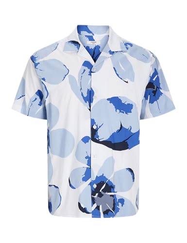 JACK & JONES Herren Jprblapalma Resort Shirt S/S Sn Freizeithemd 12252948 ,Chambray Blue/Fit:relaxed Fit ,L von JACK & JONES