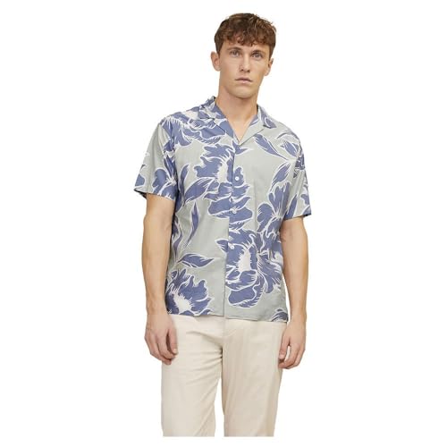 JACK & JONES Herren Jprblapalma Resort Shirt S/S Sn Freizeithemd 12252948,Green Tint/Fit:Relaxed Fit,XS von JACK & JONES