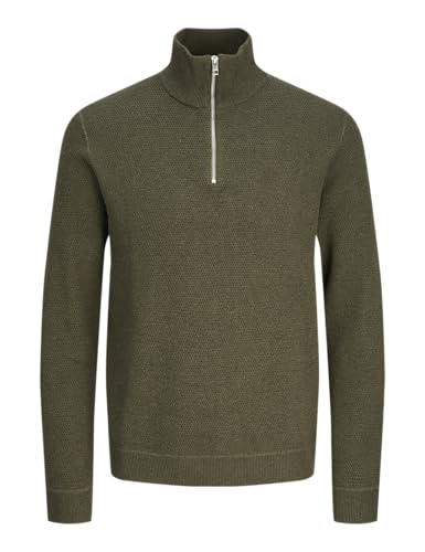 JACK&JONES Herren Jprbluchrister Knit Half Zip Strickpullover, Olive Night/Detail:Melange, Large von JACK & JONES