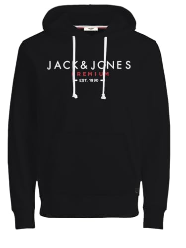 JACK & JONES Herren Jprbluclub Sweat Hood Bmuss24 Kapuzenpullover, Schwarz, S von JACK & JONES