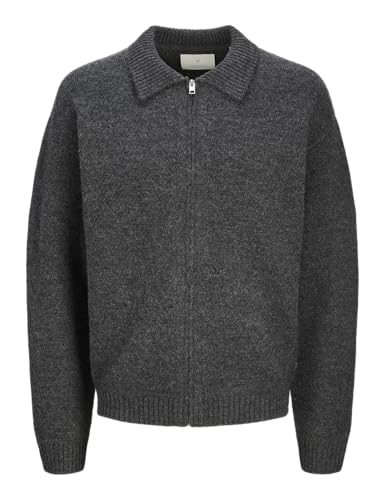 JACK&JONES Herren JPRCCFOX Knit Zip Cardigan Strickjacke, Dark Grey Melange, Large von JACK & JONES