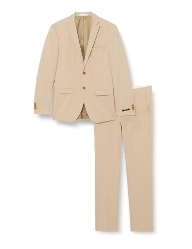 JACK & JONES Herren Jprsolaris Check Suit Anzug 12239770,Travertine/Checks:super Slim Fit,46 von JACK & JONES