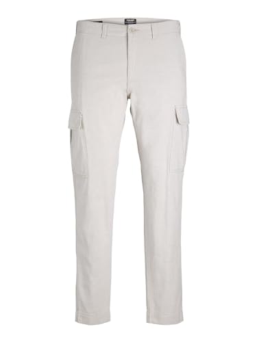 JACK & JONES Herren Jpstace Jjayden Linen Cargo Bex Cargohose, White Pepper, 29W/32L von JACK & JONES