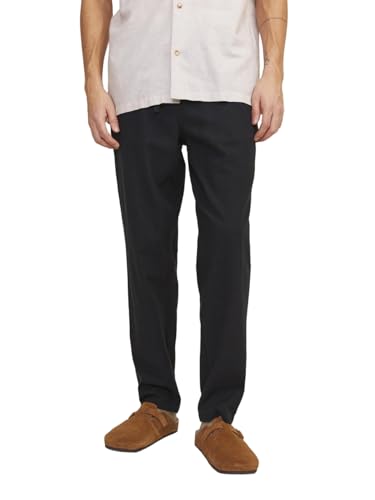 JACK&JONES Herren Jpstace Jjbreeze Linen Blend Hose, Black, XS von JACK & JONES