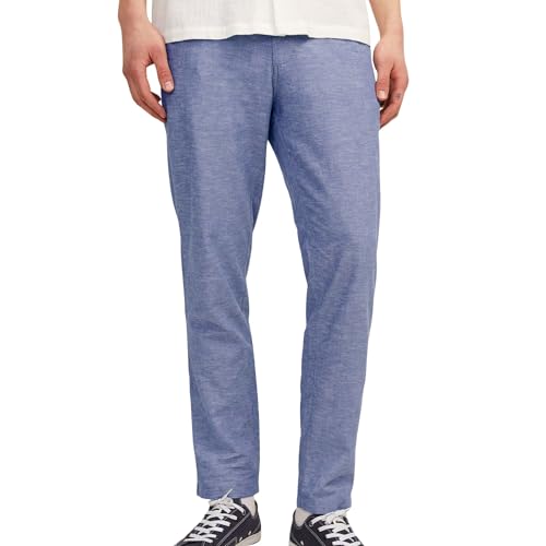 JACK & JONES Herren Jpstace Jjsummer Linen Blend Pant Sn Strickpullover, Faded Denim/Detail:Melange,28W / 32L von JACK & JONES