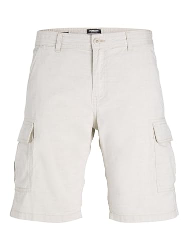 JACK & JONES Herren Jpstayden Jjlinen Cargo Shorts Bex Cargoshorts, White Pepper, L von JACK & JONES