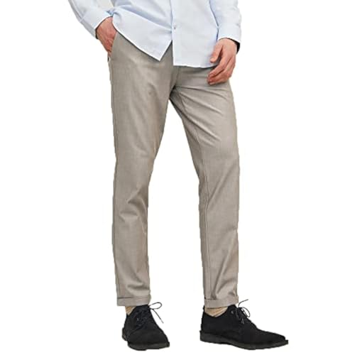 JACK & JONES Herren Jpstmarco Jjconnor Akm Noos Chinohose, Beige/Detail:solid, 27W / 32L EU von JACK & JONES