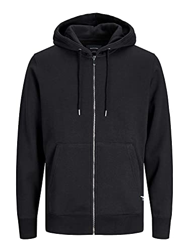 JACK & JONES Herren Kapuzen Sweatshirt Hoodie JJESOFT Basic Zip Sweater Pullover Jumper mit Reisverschluss, Farben:Schwarz, Größe Pullover:XS von JACK & JONES